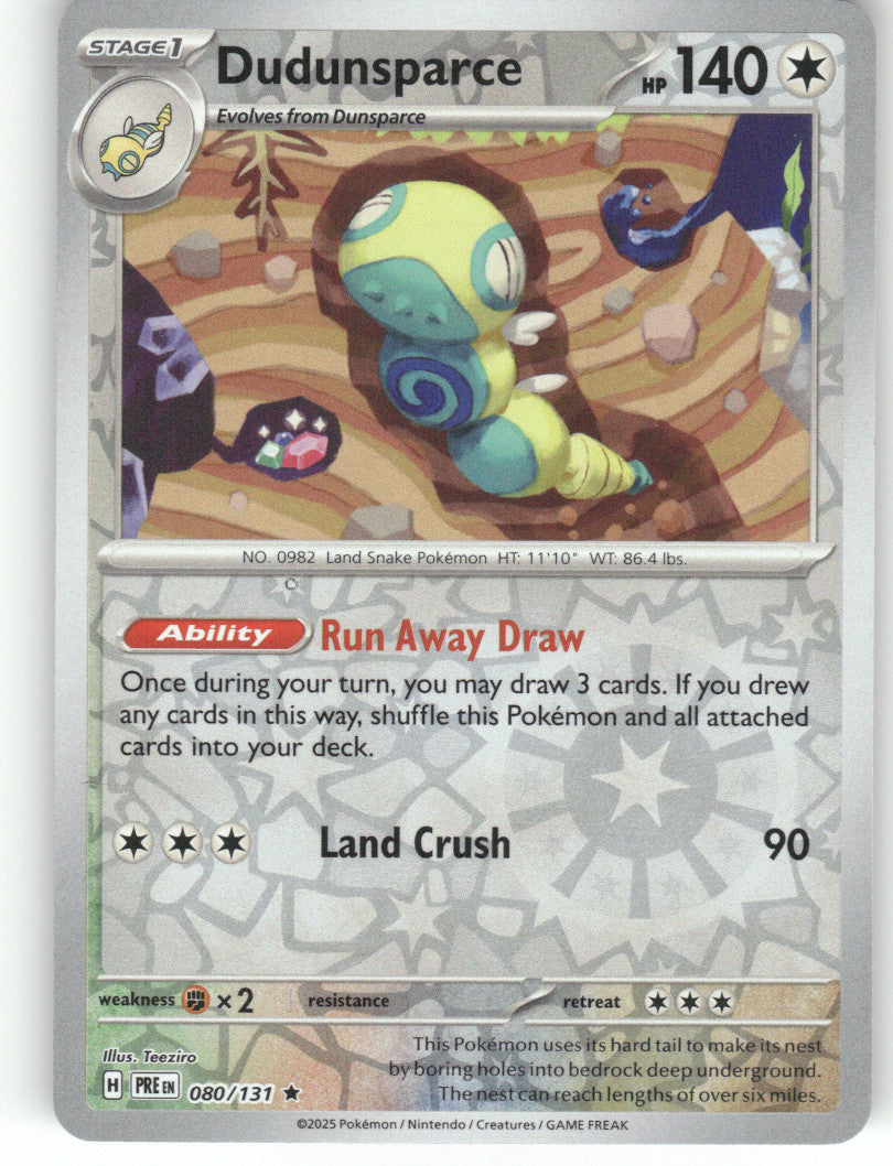Dudunsparce Reverse Holo Rare SV: Prismatic Evolutions 080/131 NM
