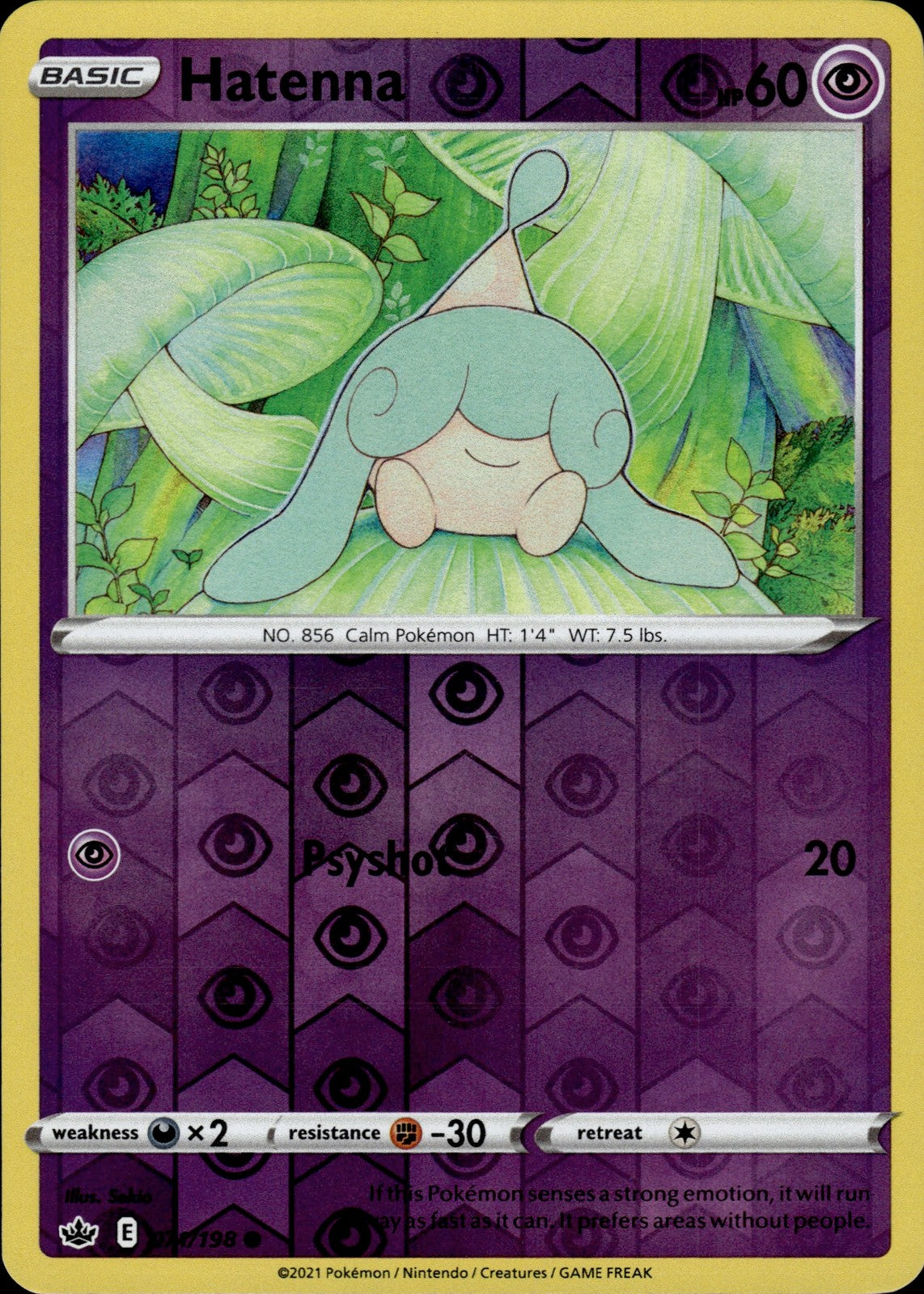 Hatenna Reverse Holo Common SWSH06: Chilling Reign 071/198 NM