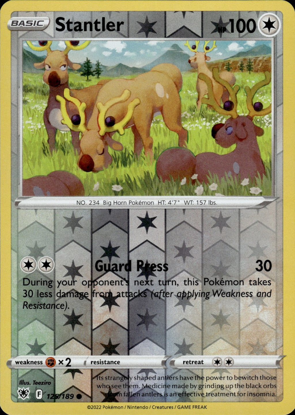 Stantler Reverse Holo Common SWSH10: Astral Radiance 125/189 NM