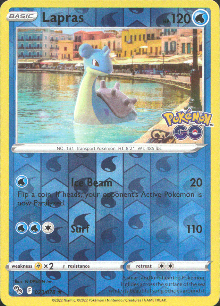Lapras Reverse Holo Holo Rare Pokemon GO 023/078 NM