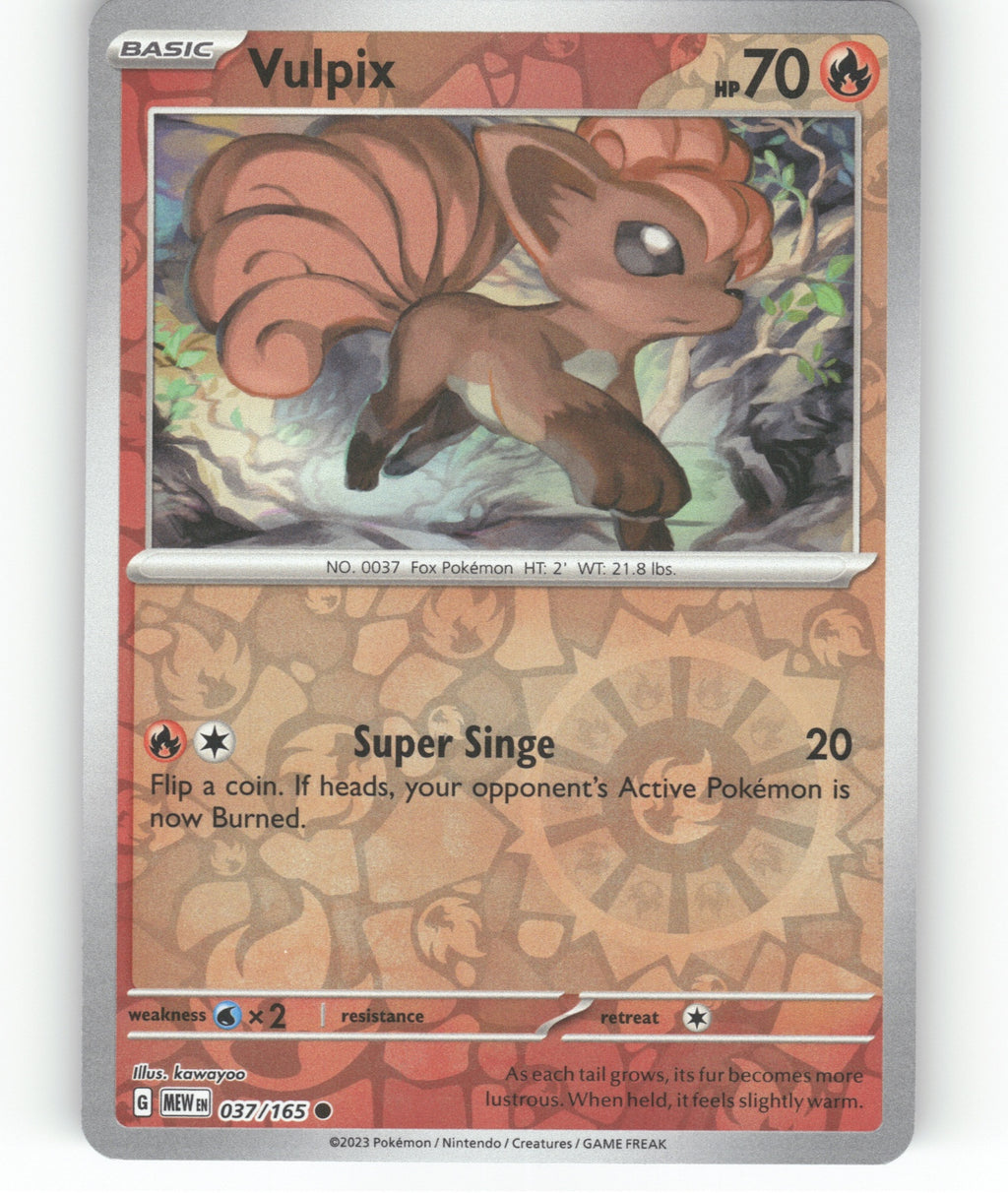 Vulpix Reverse Holo Common SV: Scarlet & Violet 151 037/165 NM