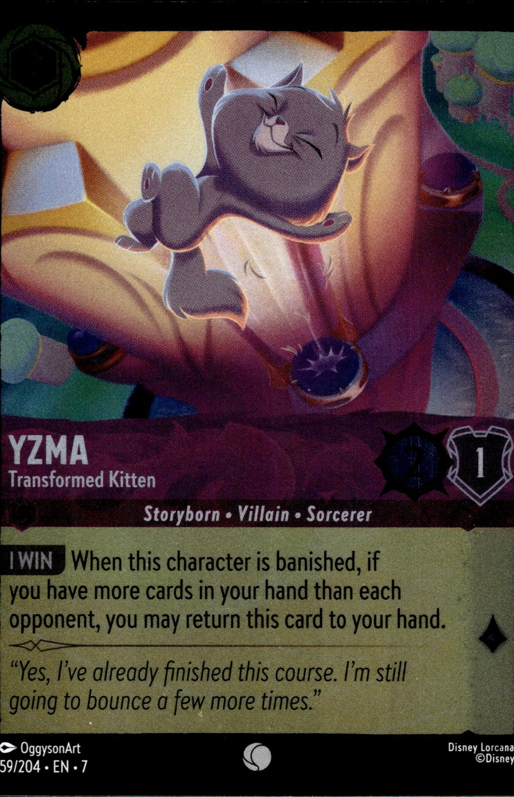 Yzma - Transformed Kitten Cold Foil Common Archazia's Island 59/204 NM