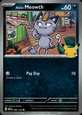 Alolan Meowth Holo Common ME: 30th Celebration 089/128 NM