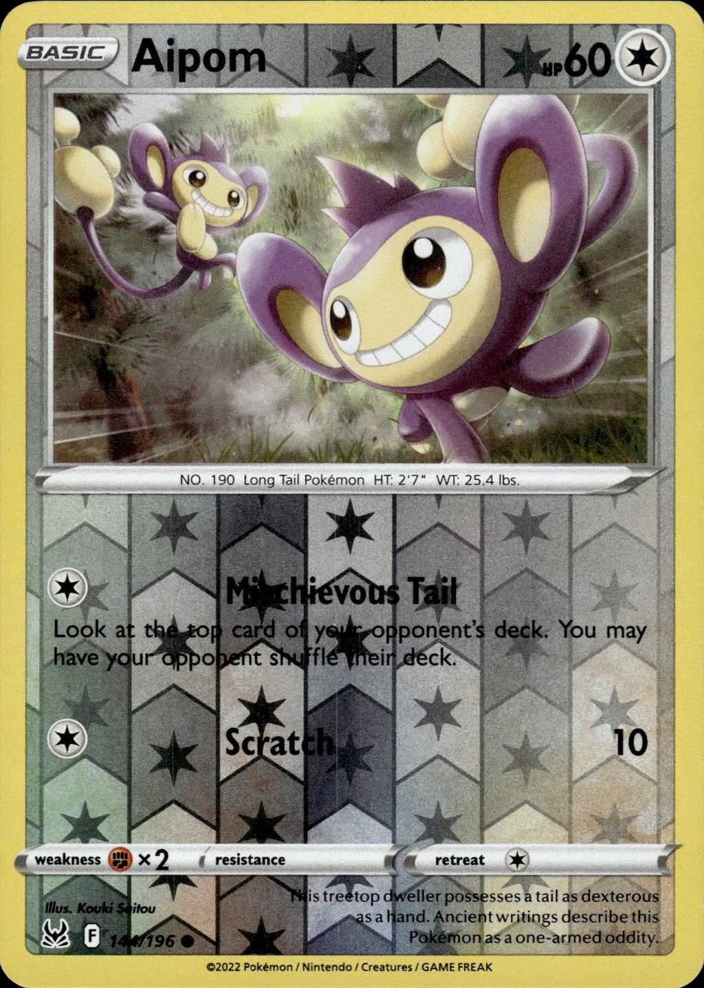 Aipom Reverse Holo Common SWSH11: Lost Origin 144/196 NM