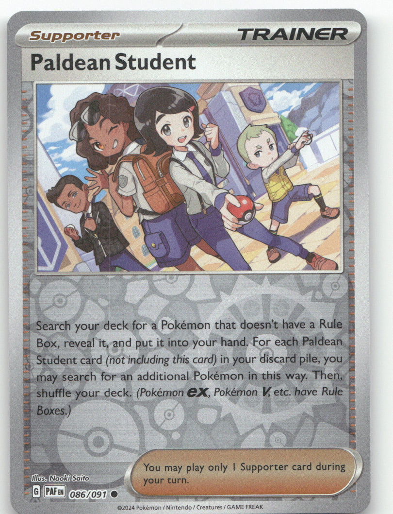Paldean Student Reverse Holo Common SV: Paldean Fates 086/091 NM