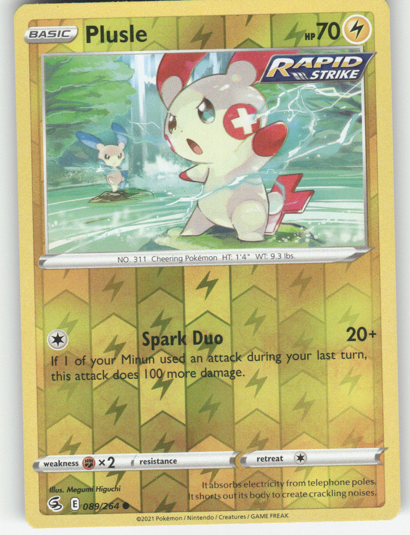 Plusle Reverse Holo Common SWSH08: Fusion Strike 089/264 NM