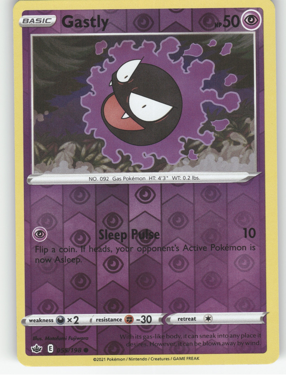 Gastly Reverse Holo Common SWSH06: Chilling Reign 055/198 NM