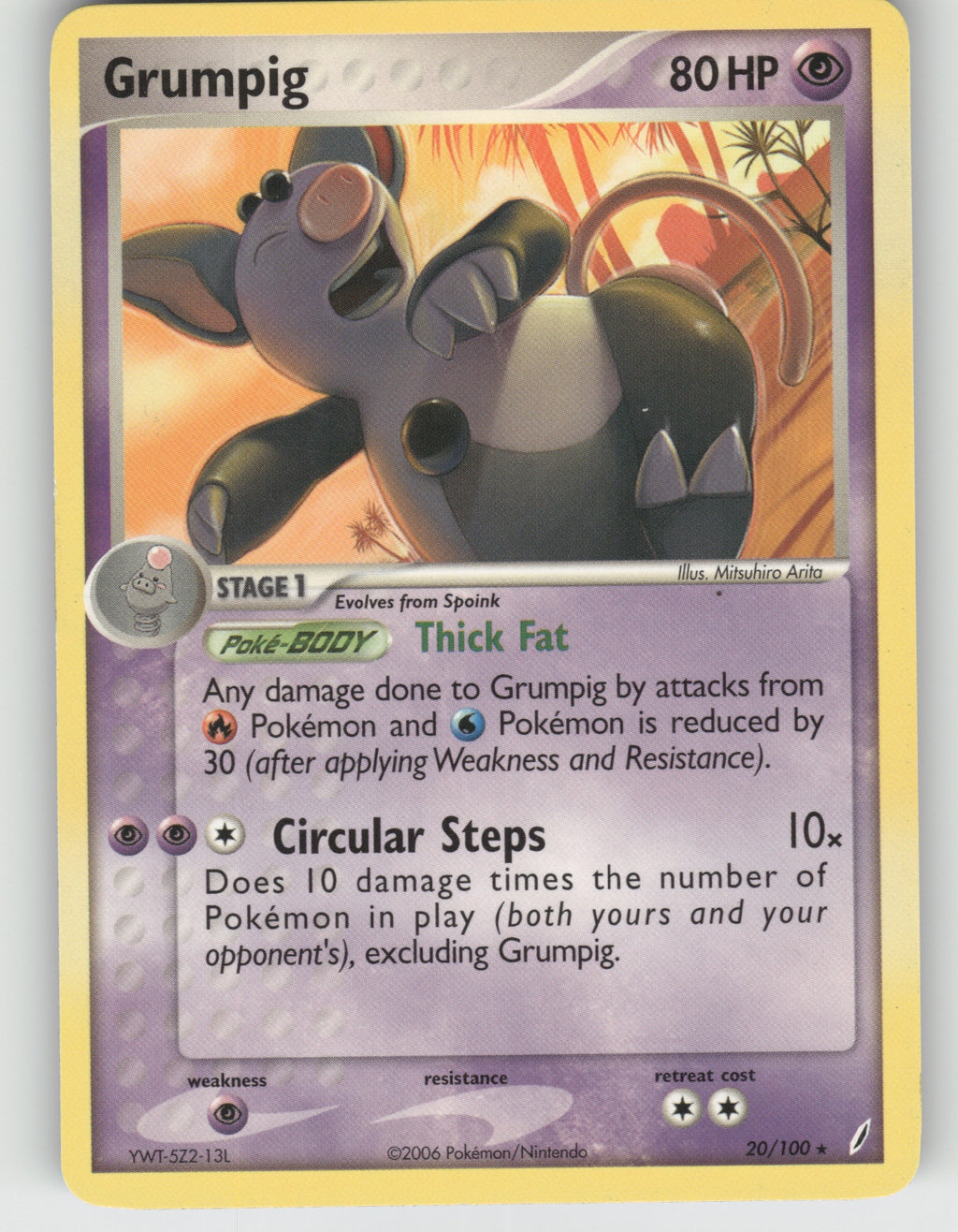 Grumpig Rare EX Crystal Guardians 20/100 NM
