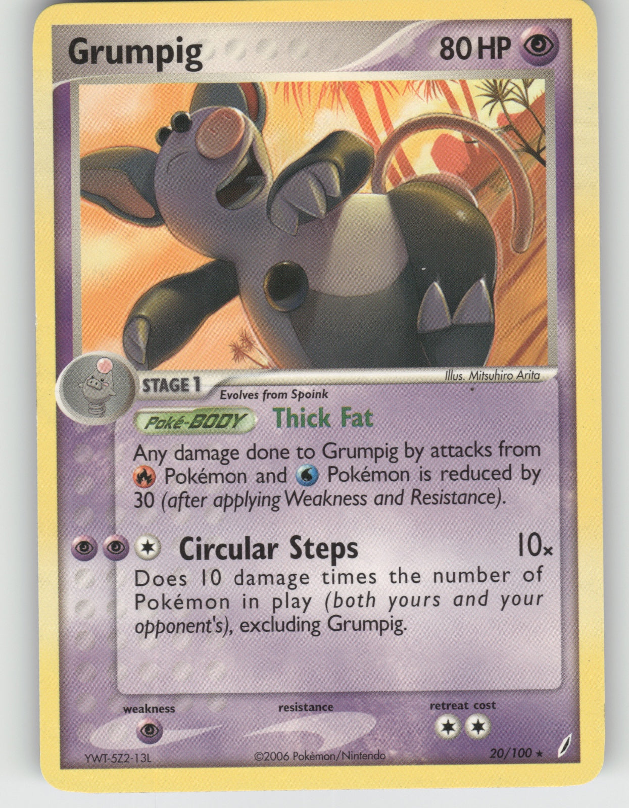 Grumpig Rare EX Crystal Guardians 20/100 NM