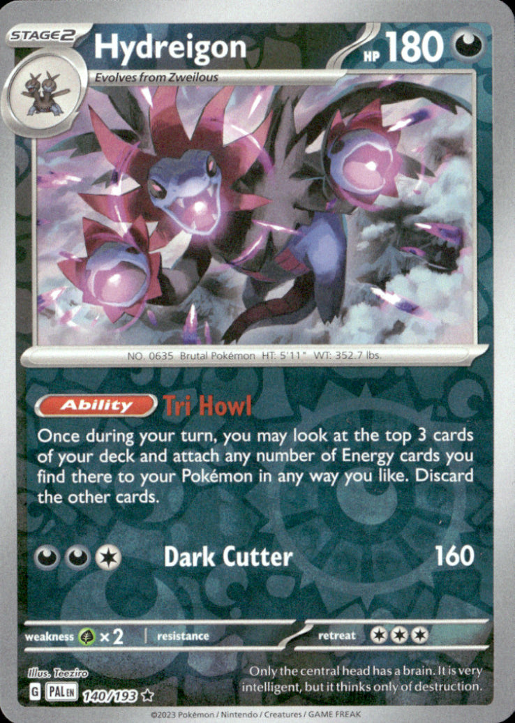 Hydreigon Reverse Holo Rare SV02: Paldea Evolved 140/193 NM