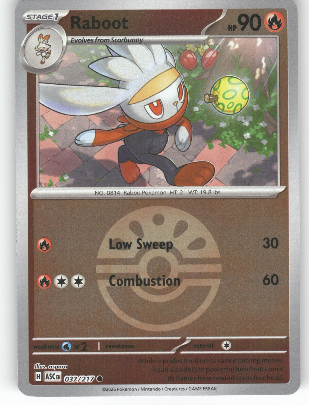 Raboot (Friend Ball) Reverse Holo Common ME: Ascended Heroes 037/217 NM