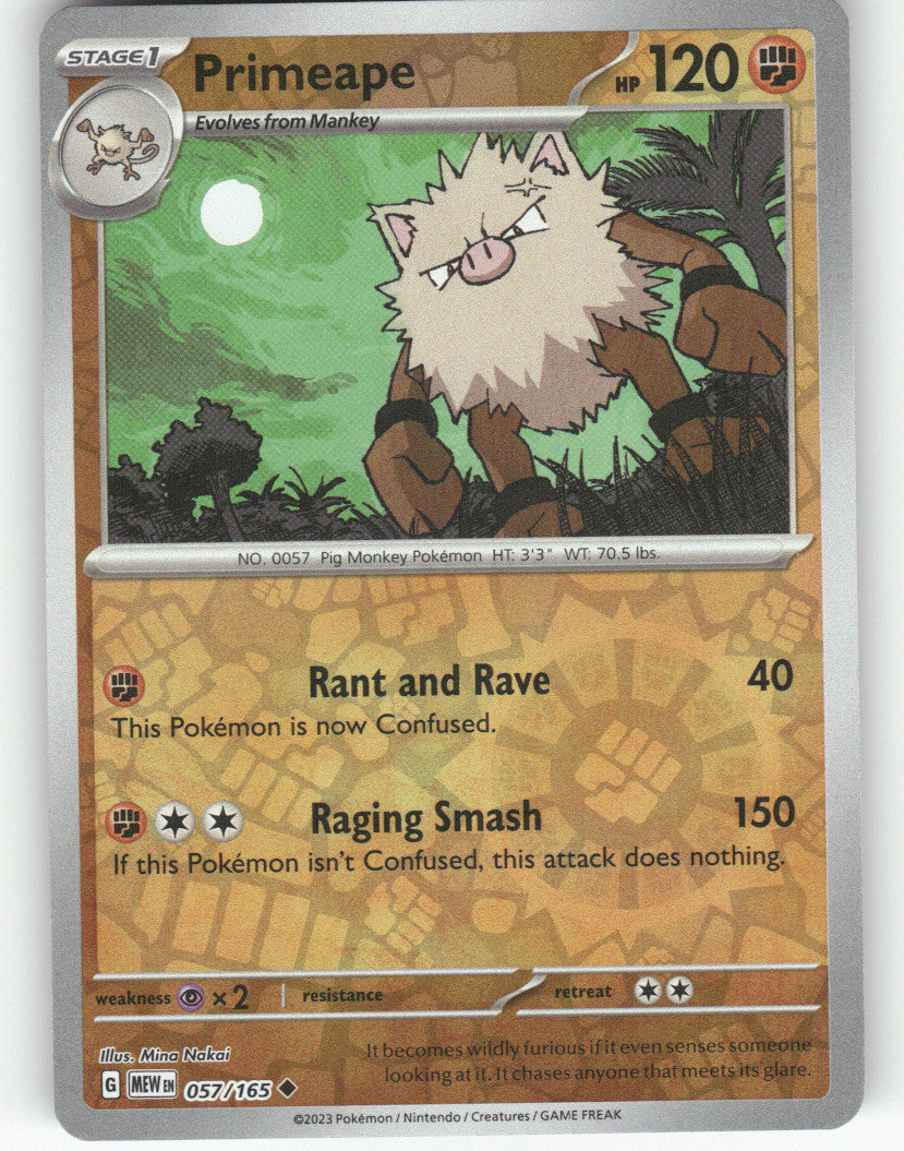 Primeape Reverse Holo Uncommon SV: Scarlet & Violet 151 057/165 NM