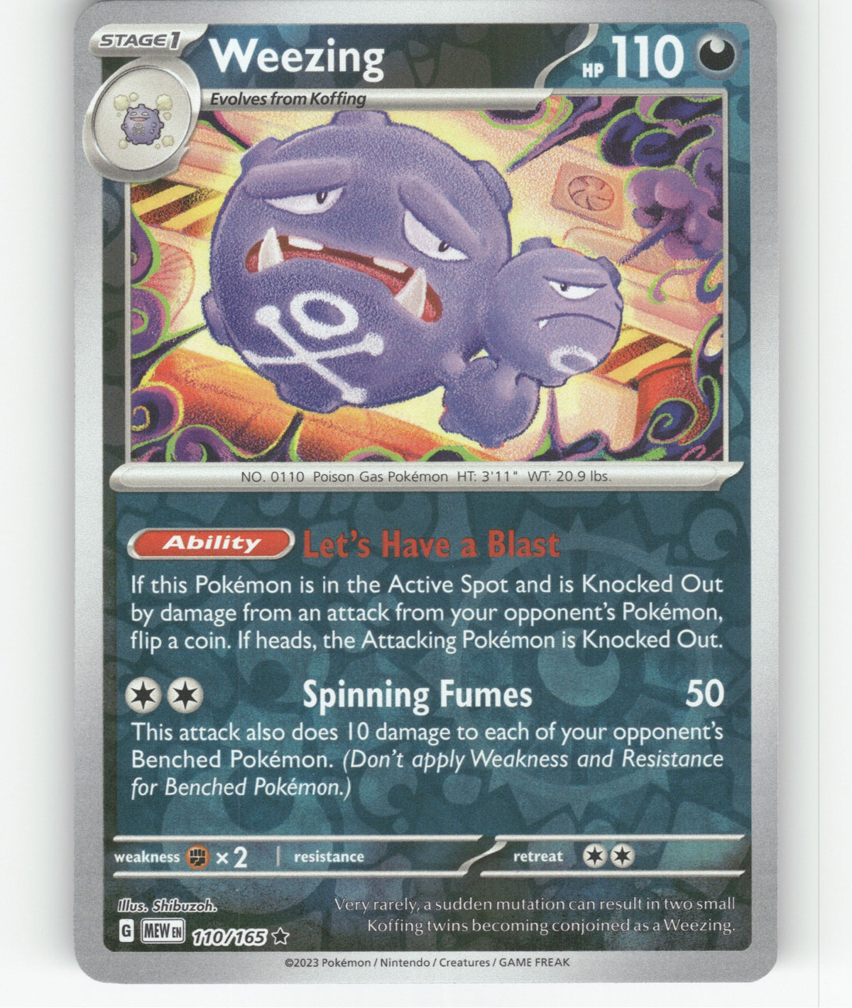 Weezing Reverse Holo Rare SV: Scarlet & Violet 151 110/165 NM
