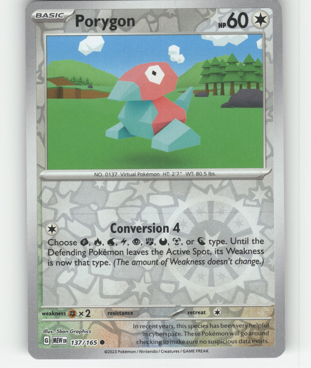 Porygon Reverse Holo Common SV: Scarlet & Violet 151 137/165 NM