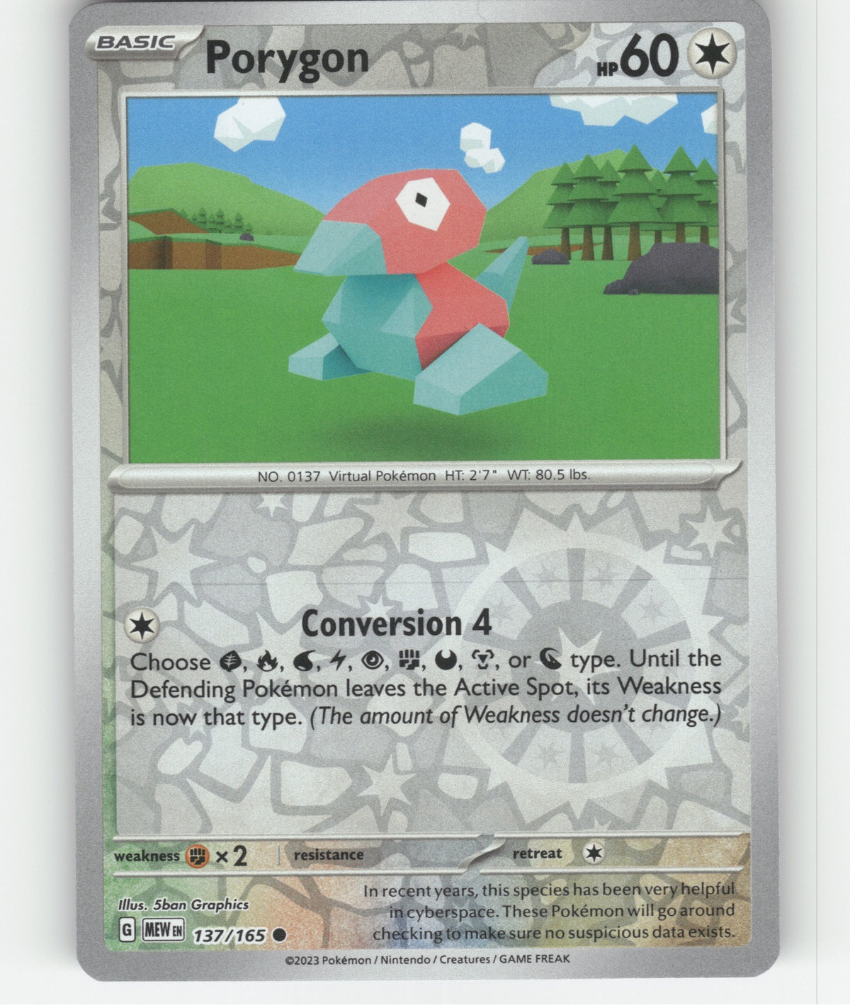 Porygon Reverse Holo Common SV: Scarlet & Violet 151 137/165 NM