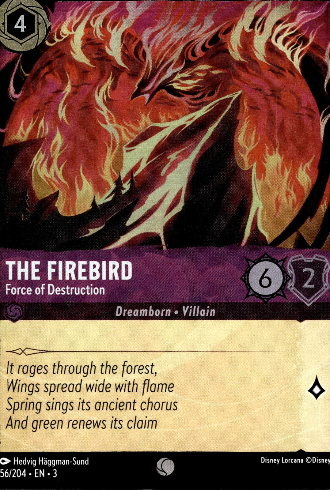 The Firebird - Force of Destruction Cold Foil Common Into the Inklands 56/204 NM
