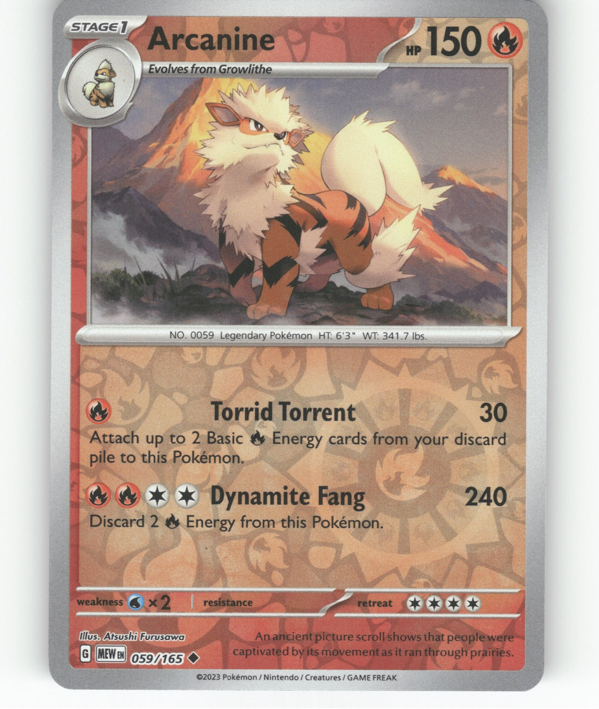 Arcanine Reverse Holo Uncommon SV: Scarlet & Violet 151 059/165 NM