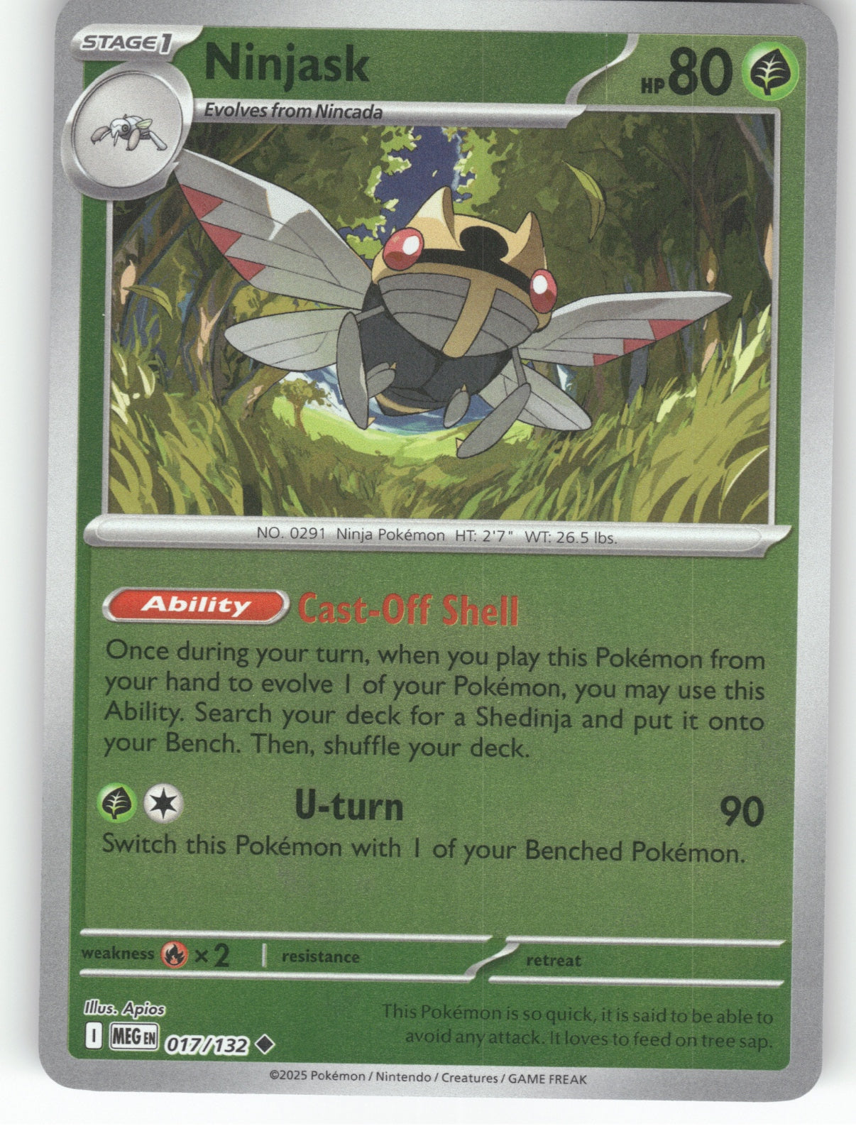 Ninjask - Reverse Holo Uncommon ME01: Mega Evolution 017/132 NM