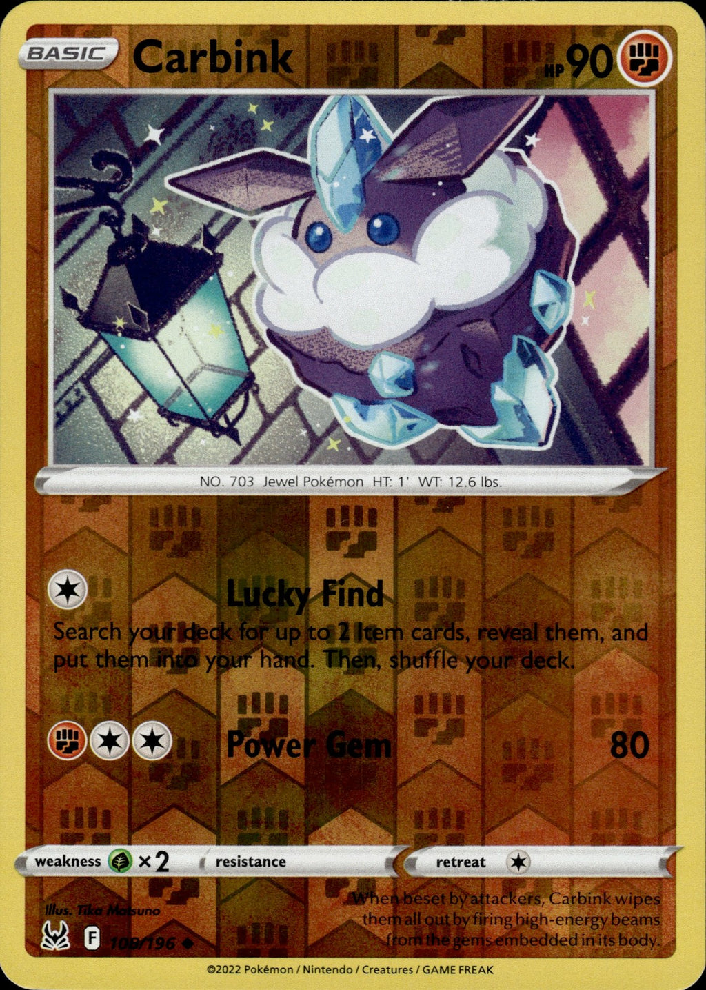 Carbink Reverse Holo Uncommon SWSH11: Lost Origin 108/196 NM