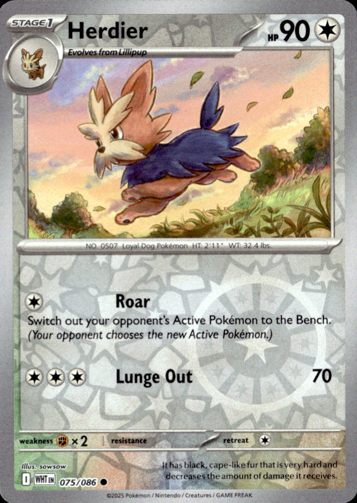 Herdier Reverse Holo Common SV: White Flare 075/086 NM