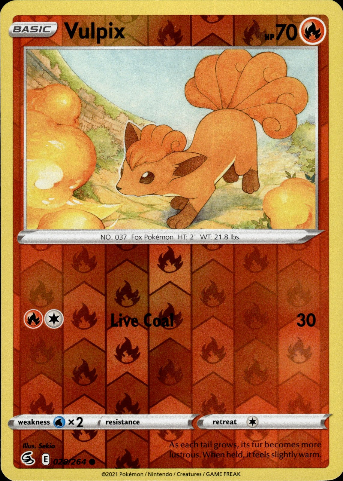 Vulpix (28) Reverse Holo Common SWSH08: Fusion Strike 028/264 NM