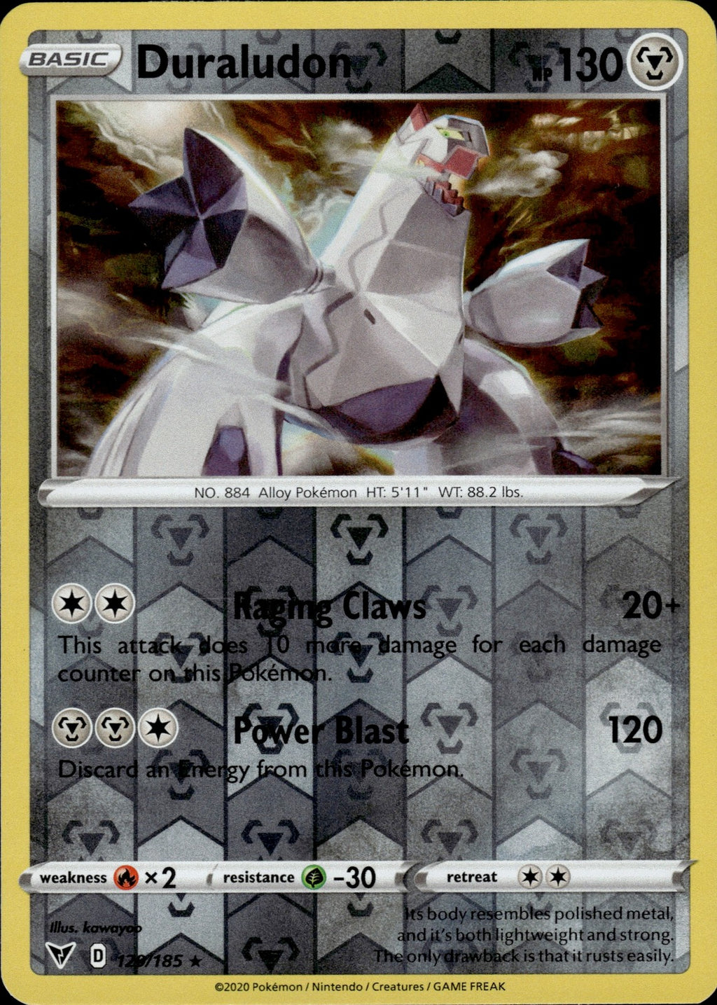 Duraludon Reverse Holo Holo Rare SWSH04: Vivid Voltage 129/185 NM