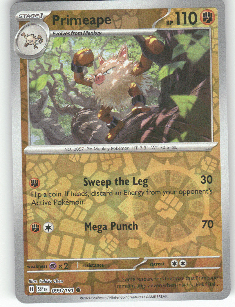 Primeape Reverse Holo Common SV08: Surging Sparks 099/191 NM