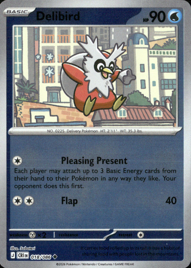 Delibird Reverse Holo Uncommon ME04: Chaos Rising 018/086 NM