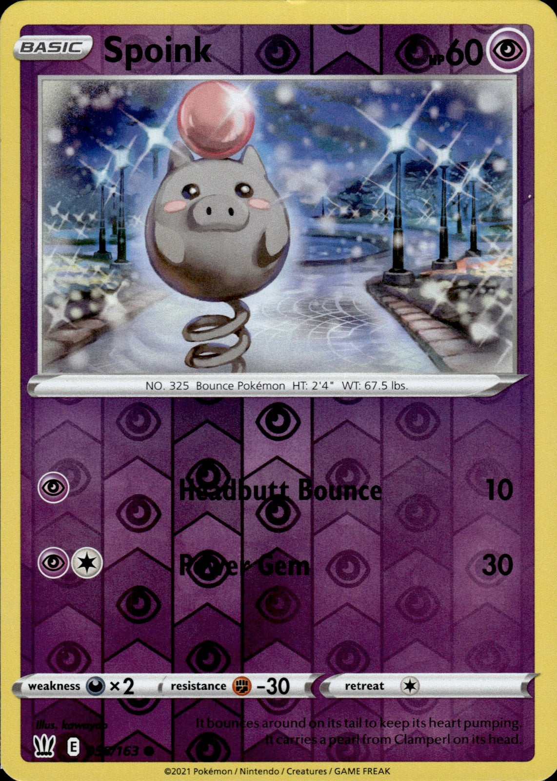 Spoink Reverse Holo Common SWSH05: Battle Styles 055/163 NM