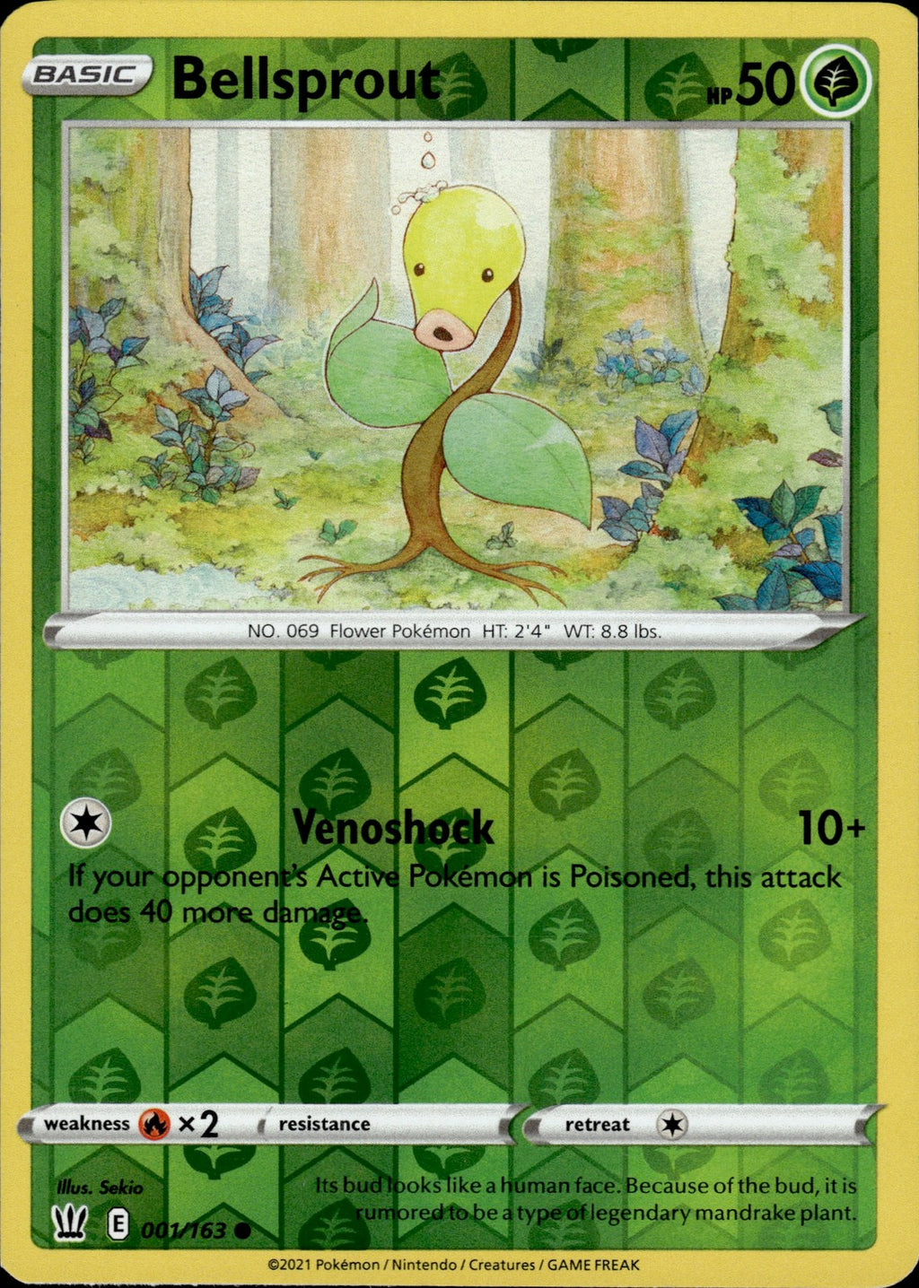 Bellsprout Reverse Holo Common SWSH05: Battle Styles 001/163 NM