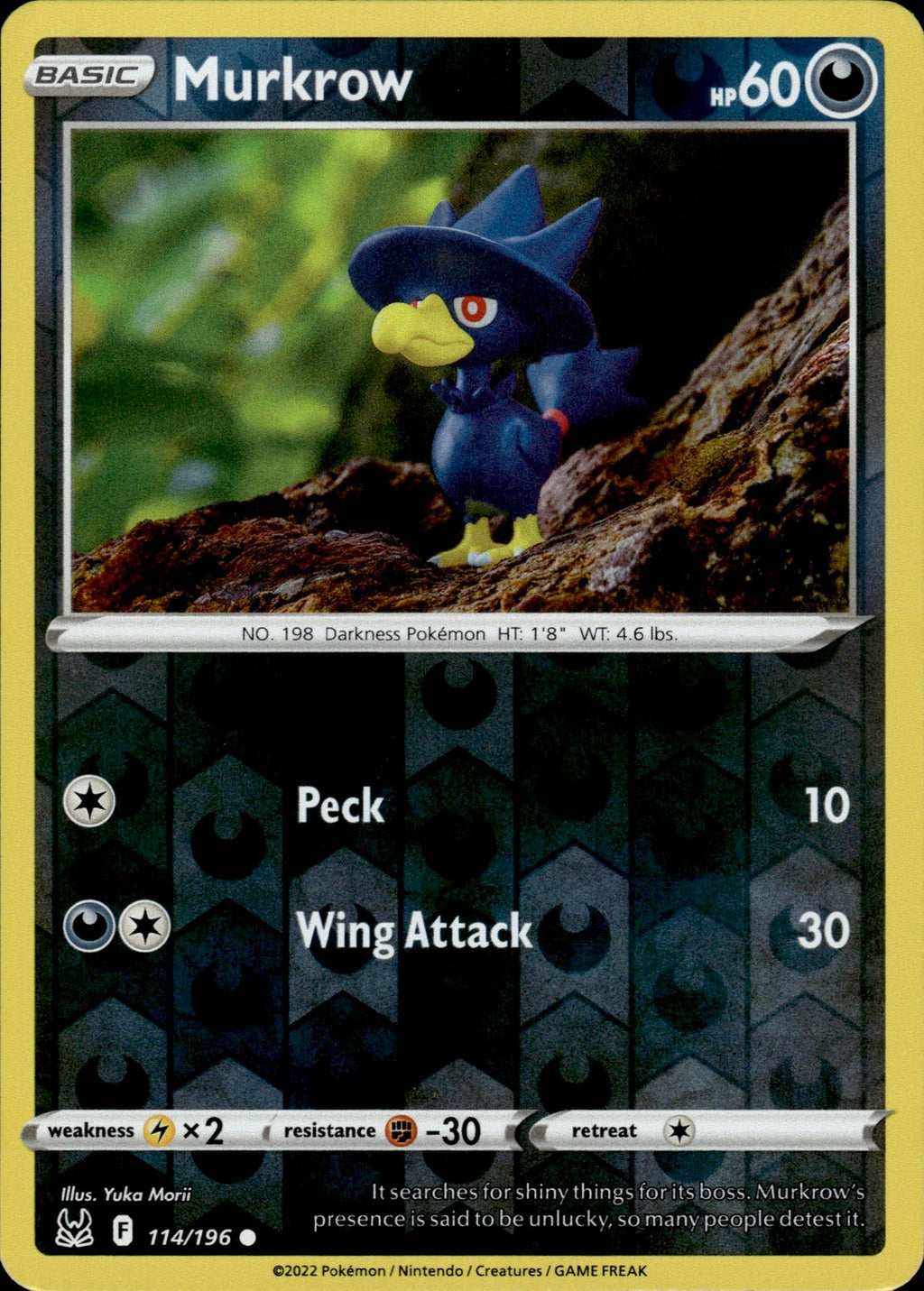 Murkrow Reverse Holo Common SWSH11: Lost Origin 114/196 NM