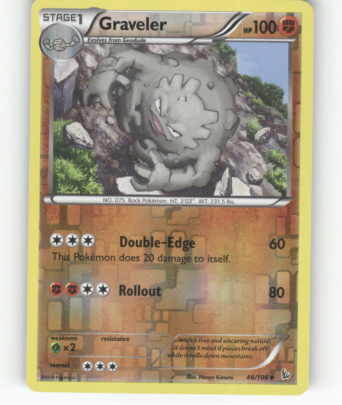 Graveler Reverse Holo Uncommon XY - Flashfire 46/106 NM