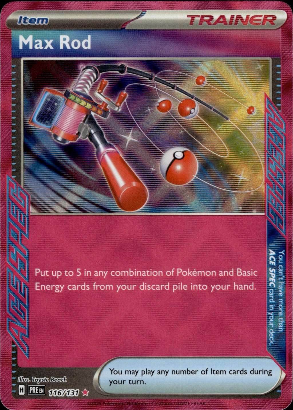 Max Rod Holo ACE SPEC Rare SV: Prismatic Evolutions 116/131 NM