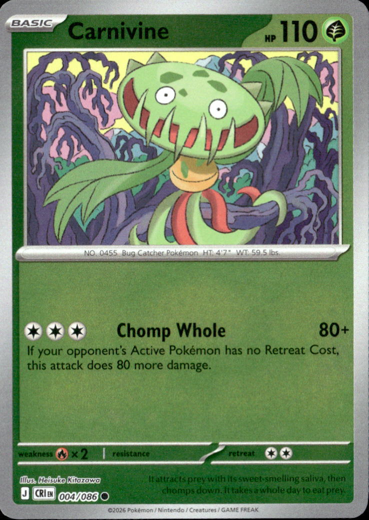 Carnivine Reverse Holo Common ME04: Chaos Rising 004/086 NM
