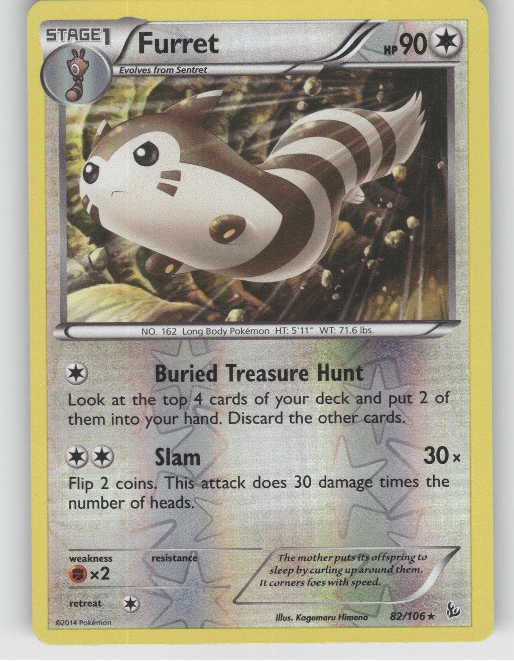 Furret Reverse Holo Rare XY - Flashfire 82/106 NM