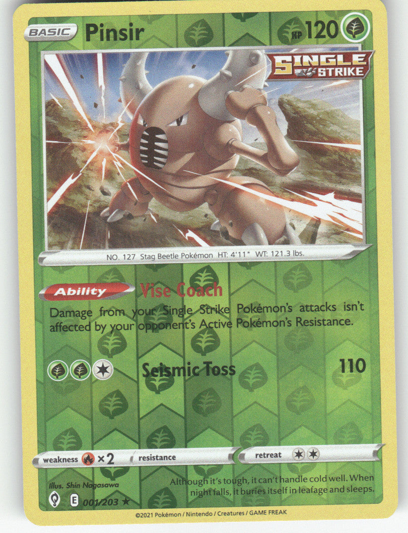 Pinsir Reverse Holo Rare SWSH07: Evolving Skies 001/203 NM