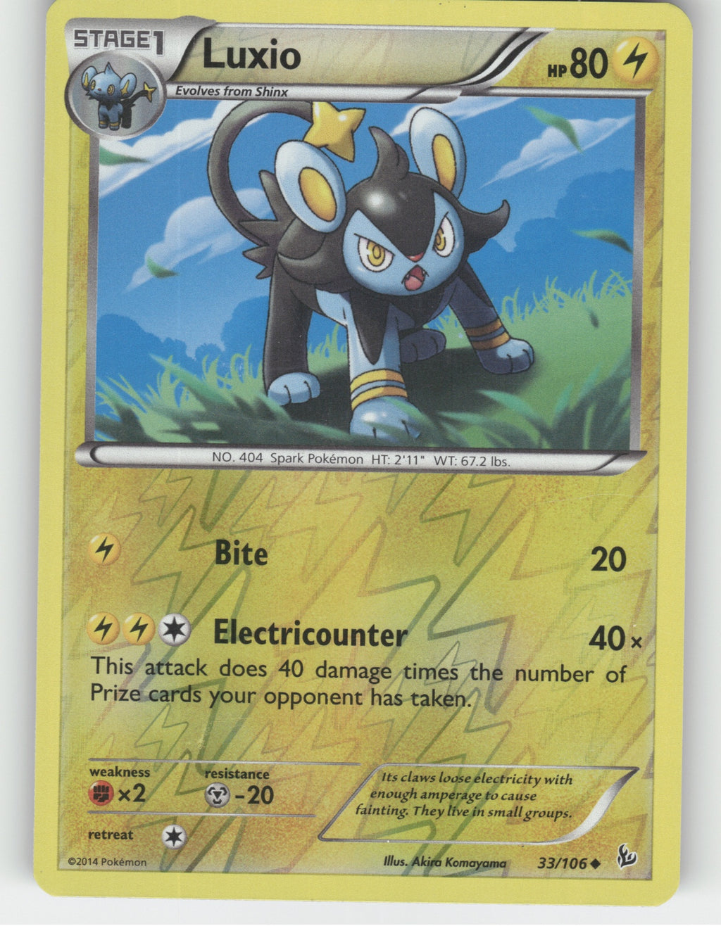 Luxio Reverse Holo Uncommon XY - Flashfire 33/106 NM