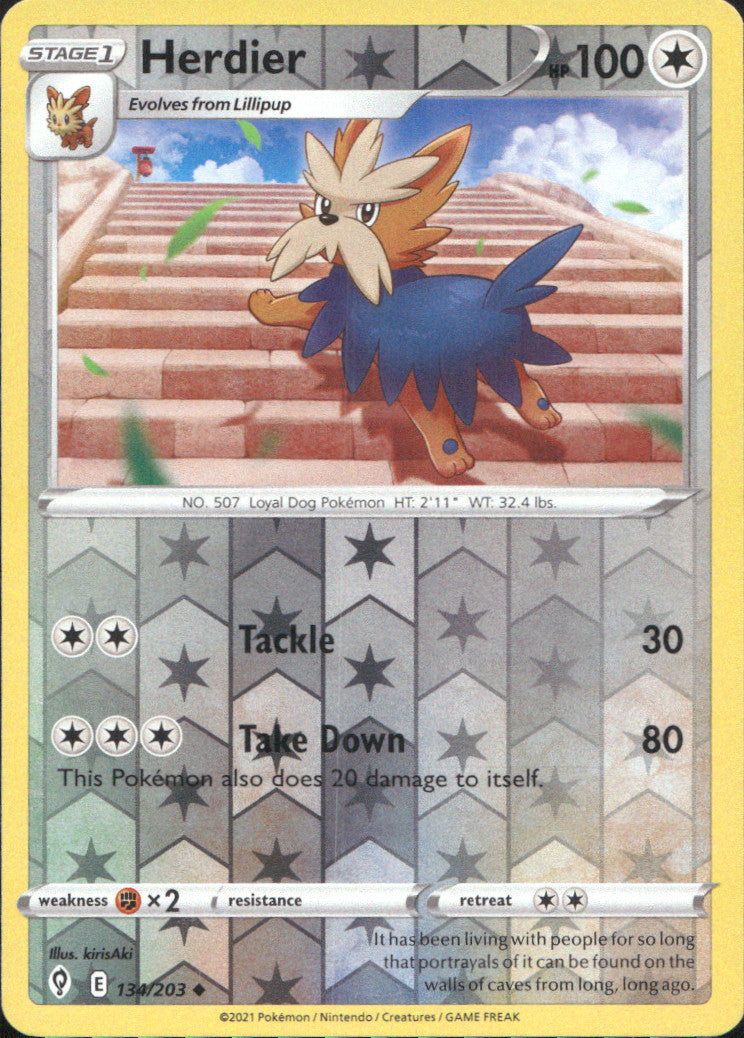 Herdier Reverse Holo Uncommon SWSH07: Evolving Skies 134/203 NM