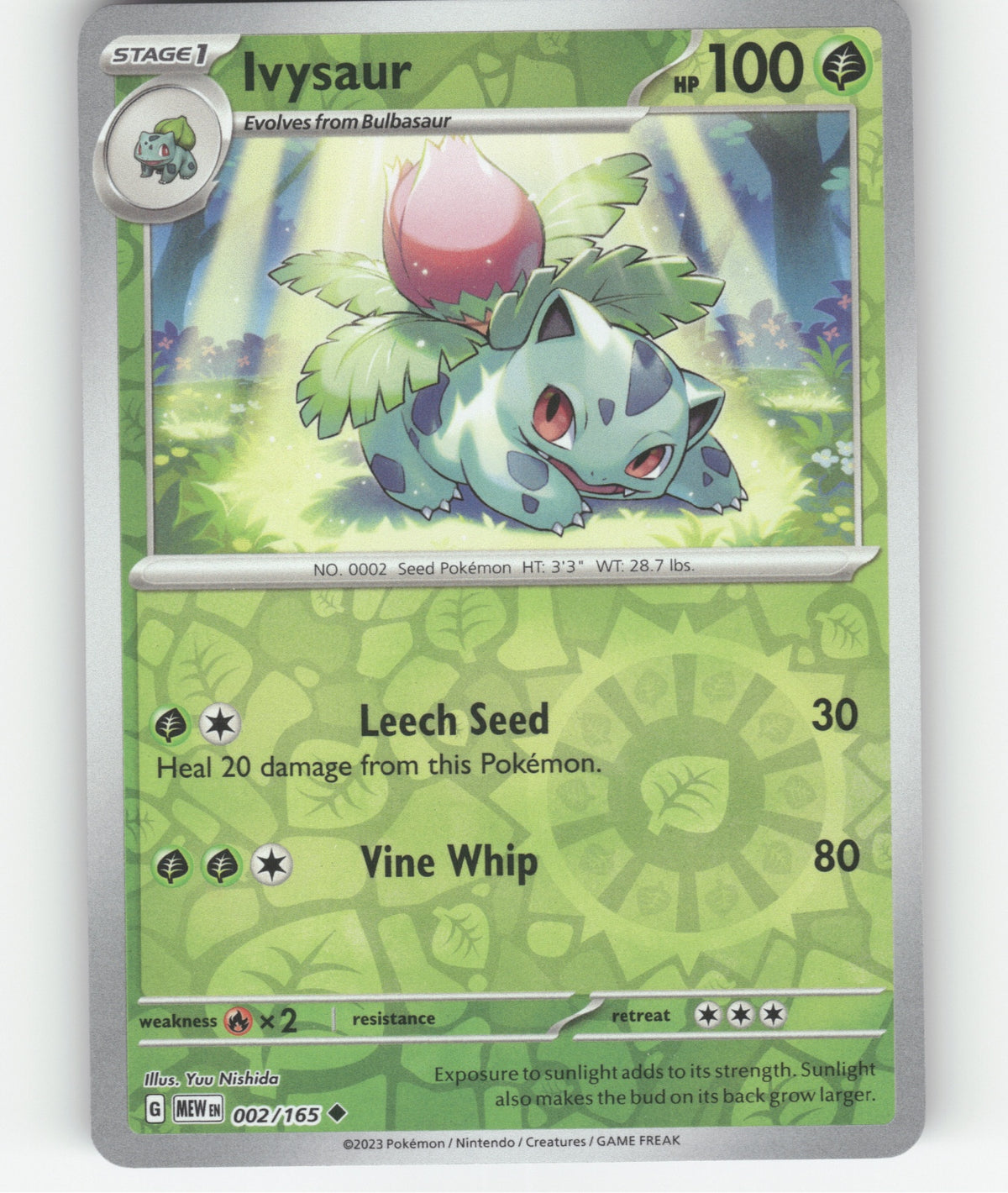 Ivysaur Reverse Holo Uncommon SV: Scarlet & Violet 151 002/165 NM