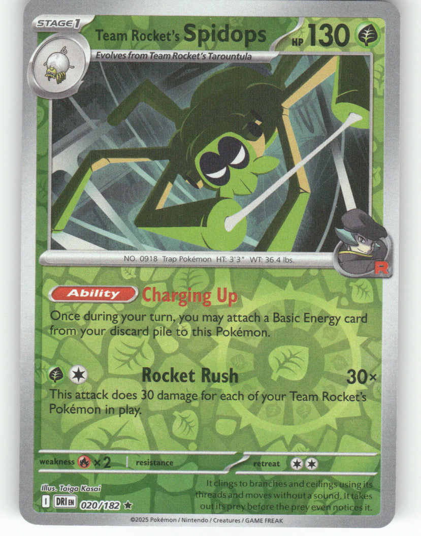 Team Rocket's Spidops Reverse Holo Rare SV10: Destined Rivals 020/182 NM