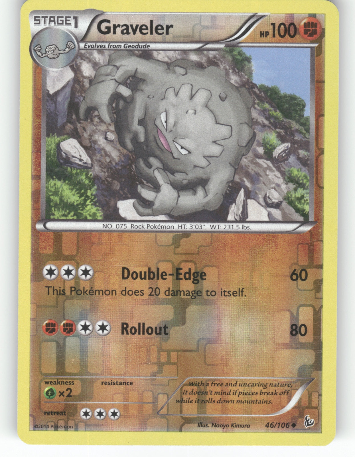 Graveler Reverse Holo Uncommon XY - Flashfire 46/106 NM