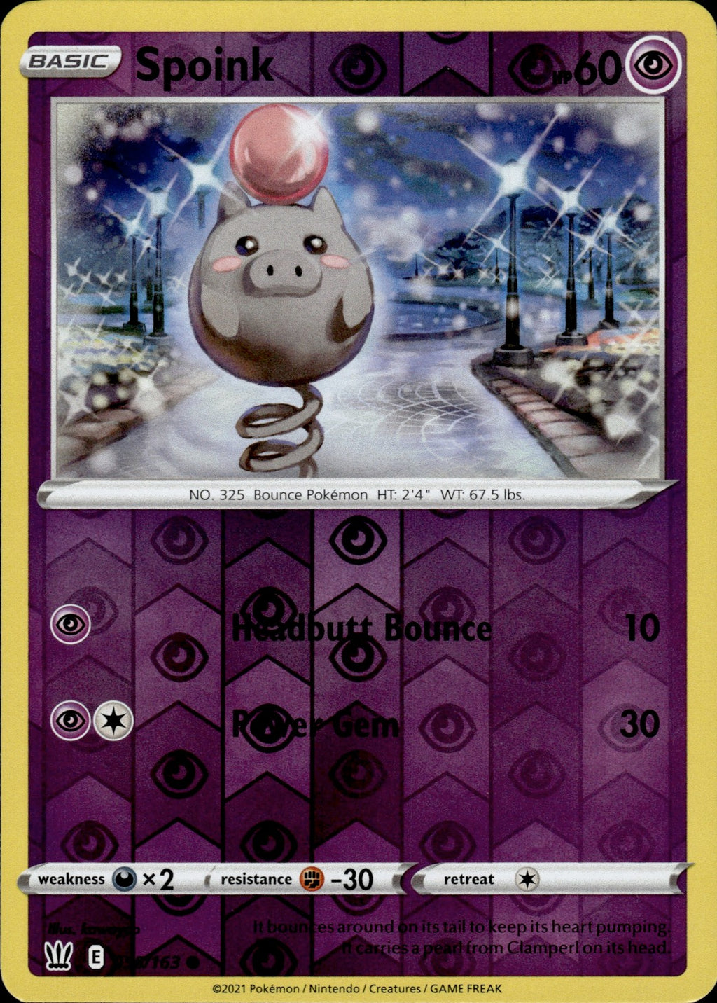 Spoink Reverse Holo Common SWSH05: Battle Styles 055/163 NM