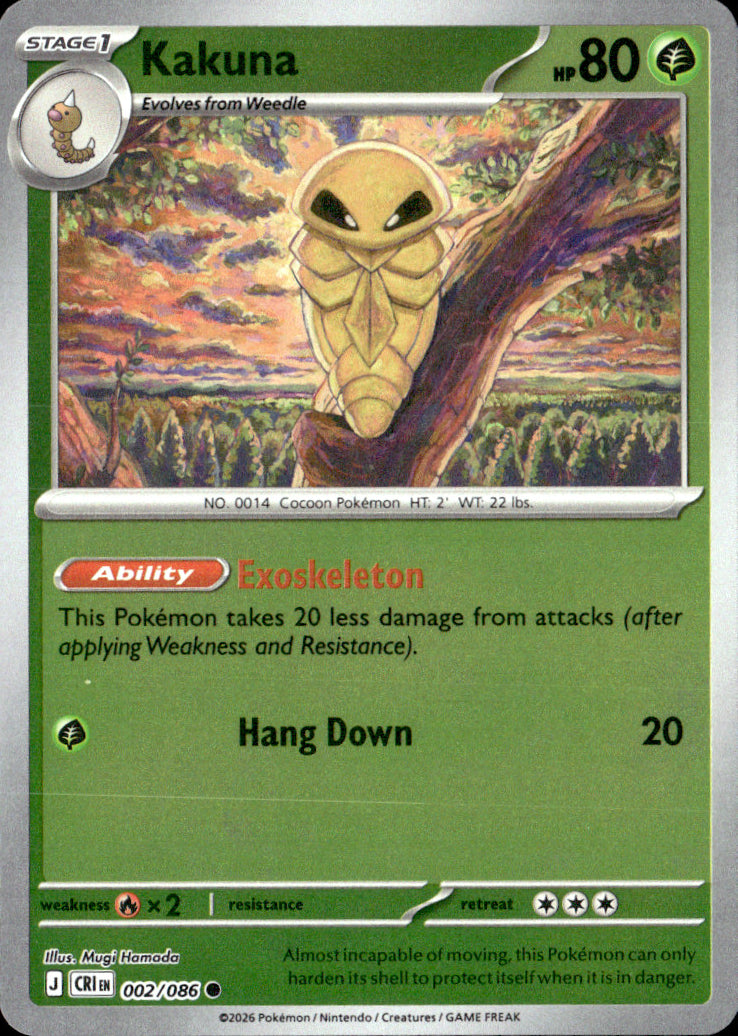 Kakuna Reverse Holo Common ME04: Chaos Rising 002/086 NM