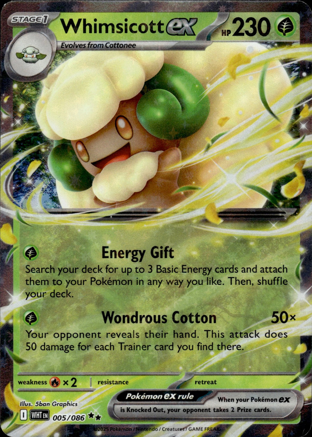 Whimsicott ex Holo Double Rare SV: White Flare 005/086 NM