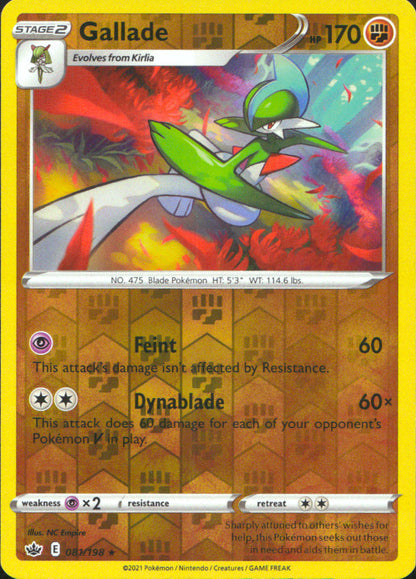 Gallade Reverse Holo Rare SWSH06: Chilling Reign 081/198 NM