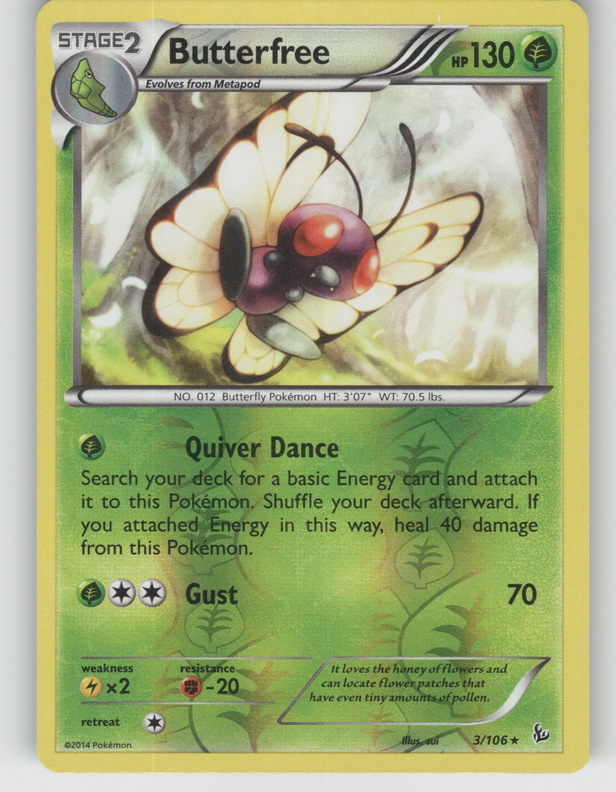 Butterfree Reverse Holo Rare XY - Flashfire 3/106 NM