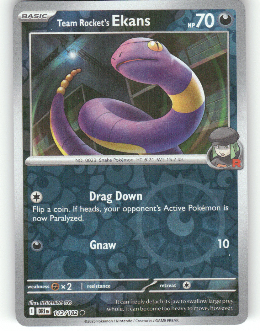 Team Rocket's Ekans Reverse Holo Common SV10: Destined Rivals 112/182 NM