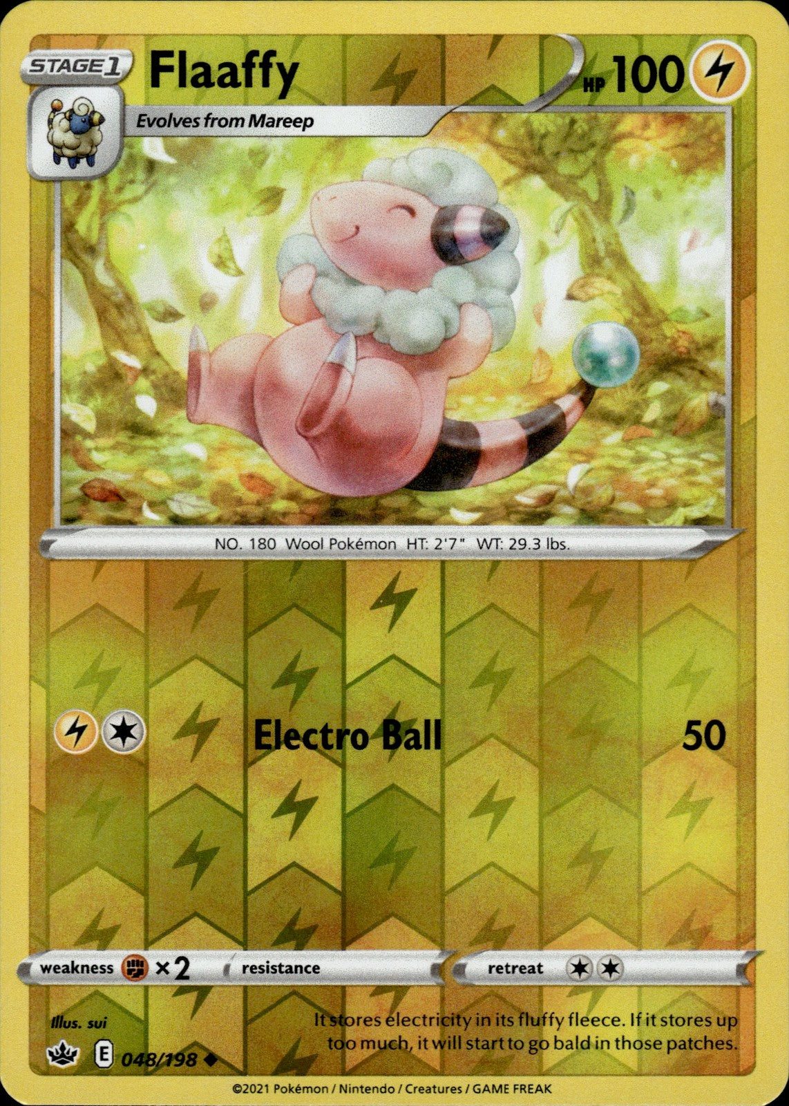 Flaaffy Reverse Holo Uncommon SWSH06: Chilling Reign 048/198 NM