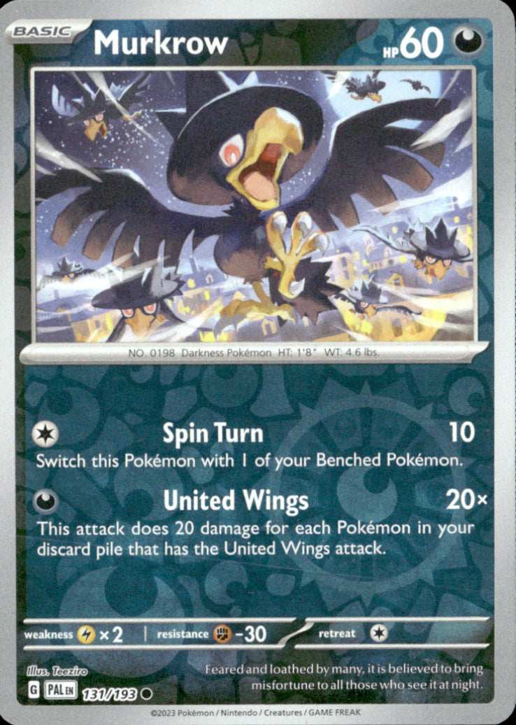 Murkrow Reverse Holo Common SV02: Paldea Evolved 131/193 NM