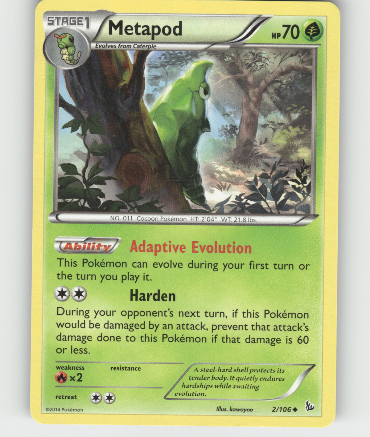 Metapod Uncommon XY - Flashfire 2/106 NM
